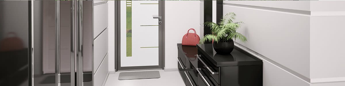 Bannière porte d'entrée en verre